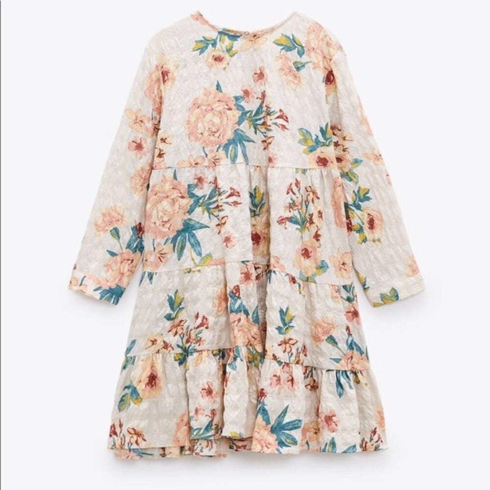 Zara‎ Floral Tiered Dress Boho 3/4 Sleeve Size Small Flowy NWT